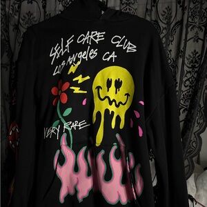 Pacsun Very Rare Self Care Club Black Hoodie Men's Size XL Graphic Print